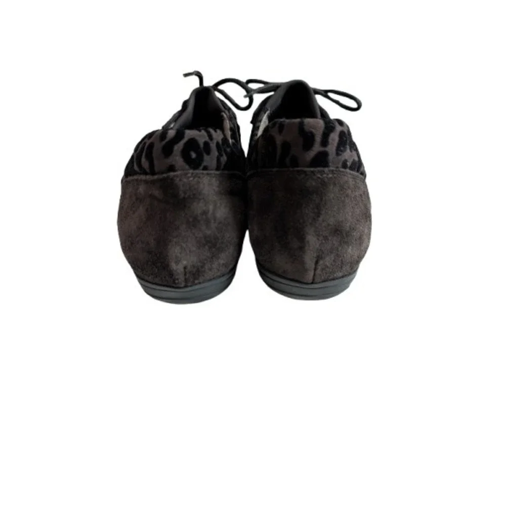 Sesto Meucci Italy Womens 9M Leopard Print Suede‎ Lace Up Sneakers Oxford Flats